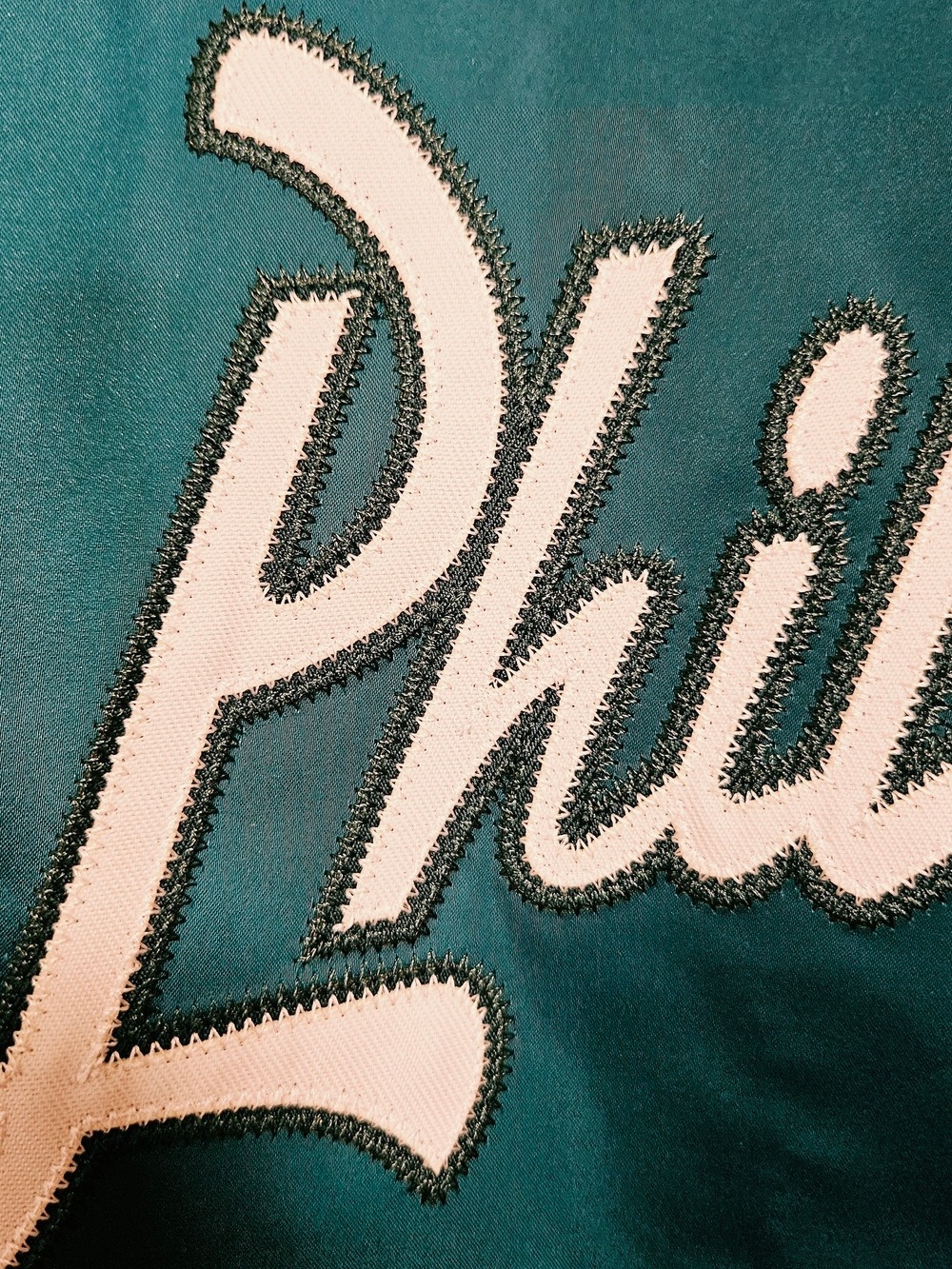 Philadelphia Satin Varsity Jacket Eagles Green New Sizes S-2XL - Picture 4 of 11